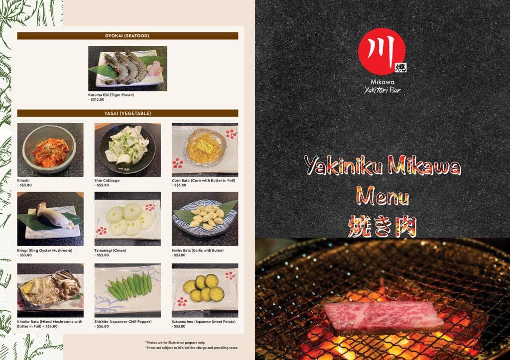 15% discount for Mikawa Yakiniku Menu (available at Bukit Timah Outlet Only)